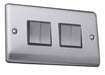 Caradok 4 gang 2 way plate switch Brushed Chrome, Metal Switch, Grey Insert Caradok - The Curve - Brushed Steel Caradok - Sparks Warehouse