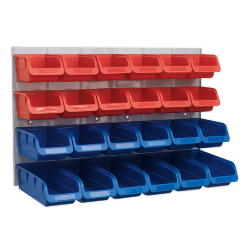 Sealey - TPS132 Bin & Panel Combination 24 Bins - Red/Blue Storage & Workstations Sealey - Sparks Warehouse