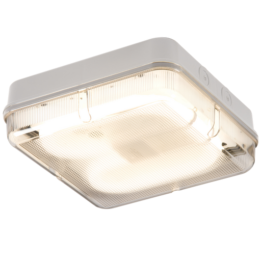 Knightsbridge TPS28WPEMHF IP65 28W HF Square Emergency Bulkhead with Prismatic Diffuser and White Base ML Knightsbridge - Sparks Warehouse