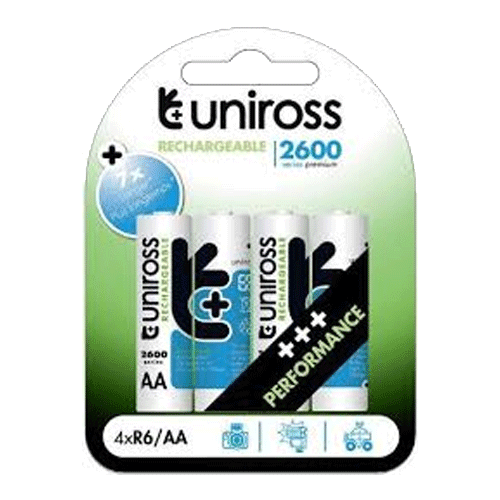 UNIROSS - UN4AA2600 UNIROSS RECHARGABLE  AA 2500MAH (C4)
