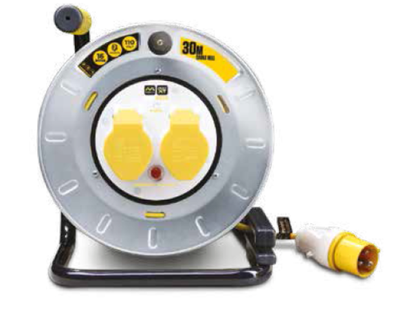 Luceco OTMU30162LV2 Socket 30m 16a 110v Cable Reel + Thermal Cut Out Metal Drum - Pro-Xt Site Lighting Luceco - Sparks Warehouse