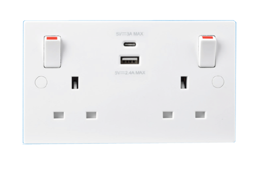 BG Nexus 922UAC White 13A Switched USB Socket with Type A & Type C 4.2A - BG - Sparks Warehouse