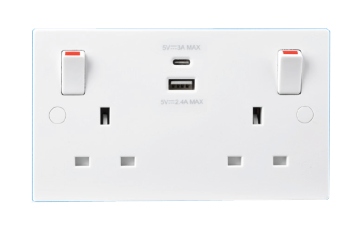 BG Nexus 922UAC White 13A Switched USB Socket with Type A & Type C 4.2A - BG - Sparks Warehouse