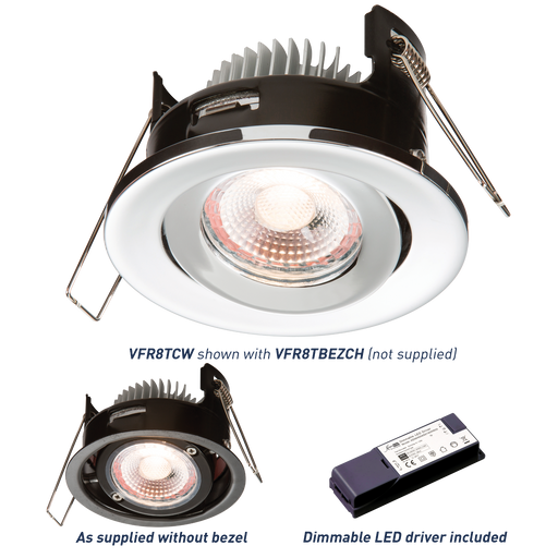 Knightsbridge VFR8TCW PROKNIGHT LED Tilt 8W IP20  Fire Rated 4000K KB Knightsbridge - Sparks Warehouse