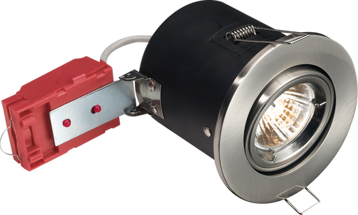 Knightsbridge VFRSGICCBR 90MIN Fire Rated DownLight GU10 Gimbal Brushed Chrome Recessed Spot Lights Knightsbridge - Sparks Warehouse