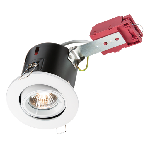 Knightsbridge VFRSGICW Tilt GU10 230v 50w Fire Rated DownLight Gimbal - White KB Knightsbridge - Sparks Warehouse