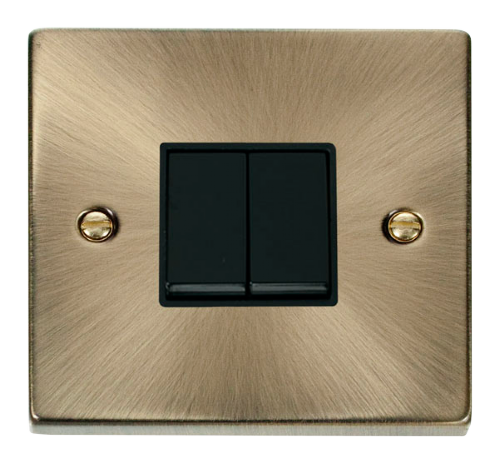 Scolmore VPAB012BK - 2 Gang 2 Way 10AX Switch - Black Deco Scolmore - Sparks Warehouse