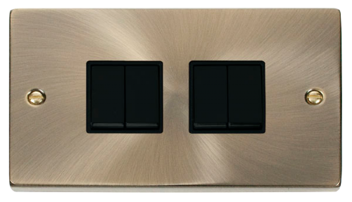 Scolmore VPAB019BK - 4 Gang 2 Way 10AX Switch - Black Deco Scolmore - Sparks Warehouse