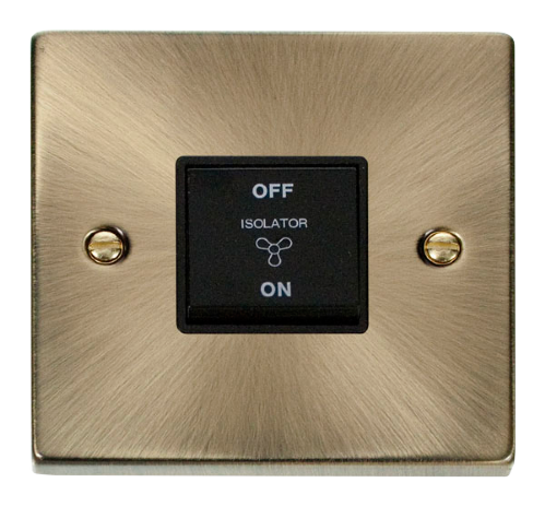 Scolmore VPAB020BK - 10A 1 Gang 3 Pole Fan Isolation Switch - Black Deco Scolmore - Sparks Warehouse