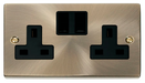 Scolmore VPAB036BK - 2 Gang 13A DP Switched Socket Outlet - Black Deco Scolmore - Sparks Warehouse