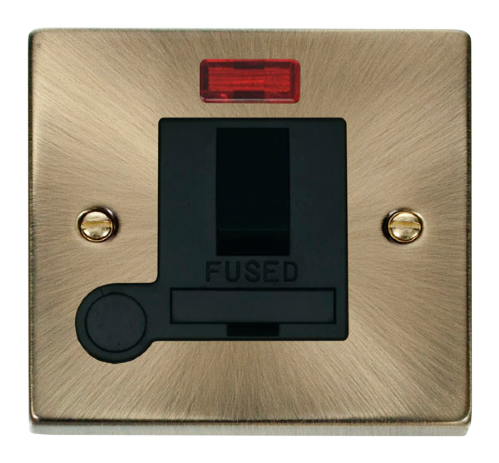 Scolmore VPAB052BK - 13A Fused Switched Connection Unit With Flex Outlet + Neon - Black Deco Scolmore - Sparks Warehouse