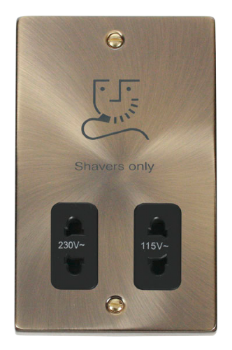 Scolmore VPAB100BK - Dual Voltage Shaver Socket Outlet 115/230V - Black Deco Scolmore - Sparks Warehouse