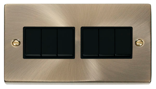 Scolmore VPAB105BK - 6 Gang 2 Way 10AX Switch - Black Deco Scolmore - Sparks Warehouse