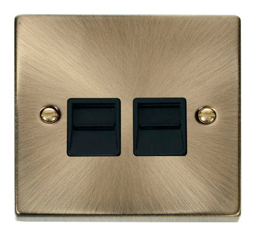 Scolmore VPAB121BK - Twin Telephone Socket Outlet Master - Black Deco Scolmore - Sparks Warehouse