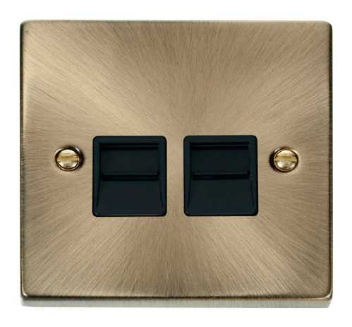 Scolmore VPAB126BK - Twin Telephone Socket Outlet Secondary - Black Deco Scolmore - Sparks Warehouse