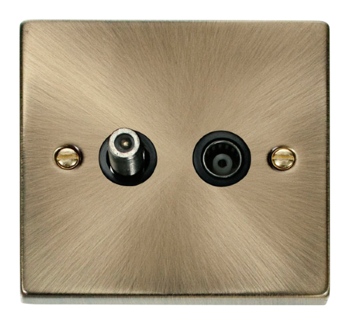 Scolmore VPAB170BK - 1 Gang Satellite + Coaxial Socket Outlet - Black Deco Scolmore - Sparks Warehouse