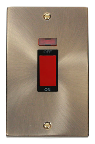 Scolmore VPAB203BK - 2 Gang 45A DP Switch With Neon - Black Deco Scolmore - Sparks Warehouse