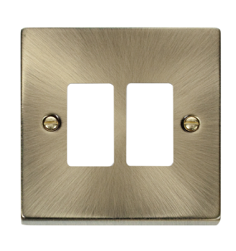 Scolmore VPAB20402 - 2 Gang GridPro® Frontplate - Antique Brass GridPro Scolmore - Sparks Warehouse