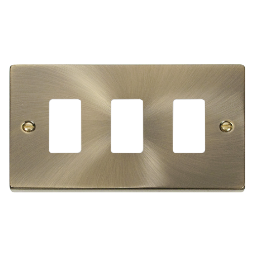 Scolmore VPAB20403 - 3 Gang GridPro® Frontplate - Antique Brass GridPro Scolmore - Sparks Warehouse