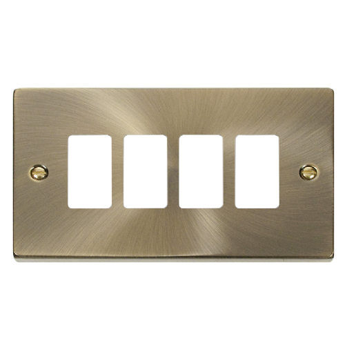Scolmore VPAB20404 - 4 Gang GridPro® Frontplate - Antique Brass GridPro Scolmore - Sparks Warehouse