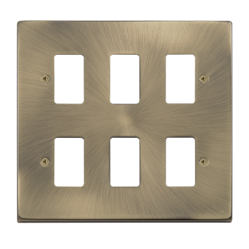 Scolmore VPAB20506 - 6 Gang GridPro® Frontplate - Antique Brass GridPro Scolmore - Sparks Warehouse