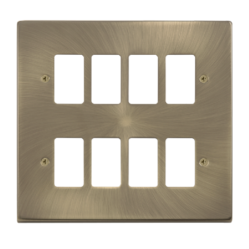 Scolmore VPAB20508 - 8 Gang GridPro® Frontplate - Antique Brass GridPro Scolmore - Sparks Warehouse