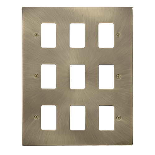 Scolmore VPAB20509 - 9 Gang GridPro® Frontplate - Antique Brass GridPro Scolmore - Sparks Warehouse