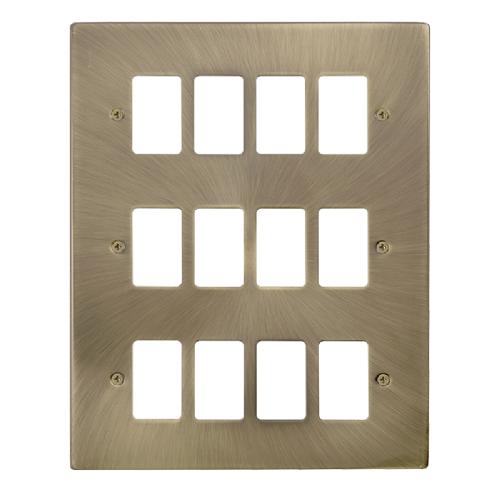 Scolmore VPAB20512 - 12 Gang GridPro® Frontplate - Antique Brass GridPro Scolmore - Sparks Warehouse