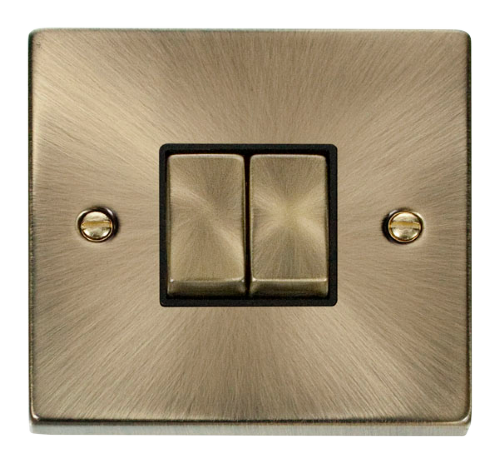Scolmore VPAB412BK - 2 Gang 2 Way ‘Ingot’ 10AX Switch - Black Deco Scolmore - Sparks Warehouse
