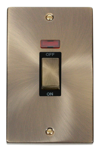 Scolmore VPAB503BK - Ingot 2 Gang 45A DP Switch With Neon - Black Deco Scolmore - Sparks Warehouse