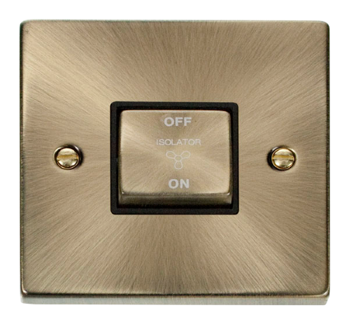 Scolmore VPAB520BK - 10A 1 Gang ‘Ingot’ 3 Pole Fan Isolation Switch - Black Deco Scolmore - Sparks Warehouse
