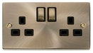 Scolmore VPAB536BK - 2 Gang 13A DP ‘Ingot’ Switched Socket Outlet - Black Deco Scolmore - Sparks Warehouse