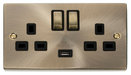 Scolmore VPAB570BK - 13A 2G Ingot Switched Socket With 2.1A USB Outlet (Twin Earth) - Black Deco Scolmore - Sparks Warehouse