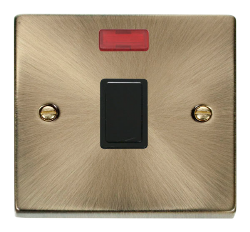 Scolmore VPAB623BK - 20A 1 Gang DP Switch + Neon - Black Deco Scolmore - Sparks Warehouse