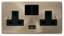 Scolmore VPAB770BK - 13A 2G Switched Socket With 2.1A USB Outlet (Twin Earth) - Black Deco Scolmore - Sparks Warehouse