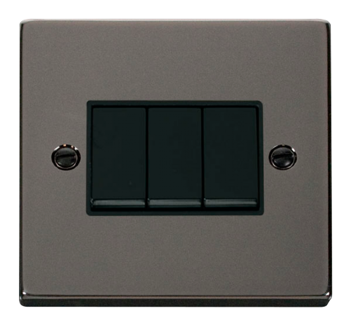 Scolmore VPBN013BK - 3 Gang 2 Way 10AX Switch - Black Deco Scolmore - Sparks Warehouse