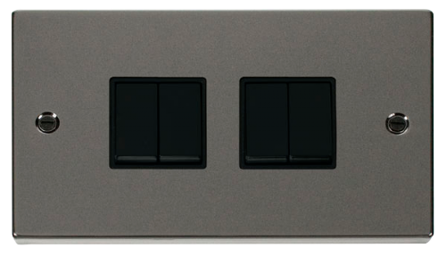 Scolmore VPBN019BK - 4 Gang 2 Way 10AX Switch - Black Deco Scolmore - Sparks Warehouse