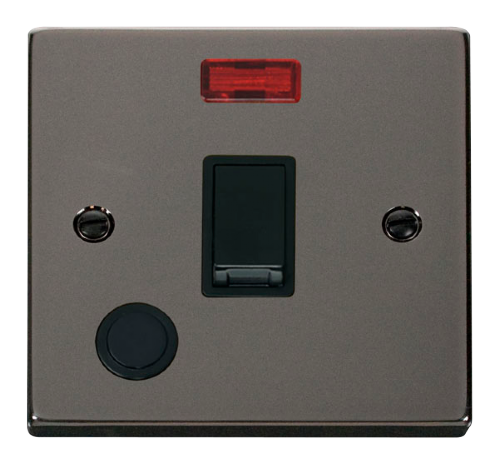 Scolmore VPBN023BK - 20A 1 Gang DP Switch With Flex Outlet And Neon - Black Deco Scolmore - Sparks Warehouse