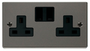 Scolmore VPBN036BK - 2 Gang 13A DP Switched Socket Outlet - Black Deco Scolmore - Sparks Warehouse