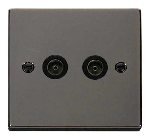 Scolmore VPBN066BK - Twin Coaxial Socket Outlet - Black Deco Scolmore - Sparks Warehouse