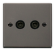 Scolmore VPBN066BK - Twin Coaxial Socket Outlet - Black Deco Scolmore - Sparks Warehouse