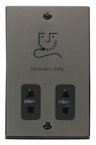 Scolmore VPBN100BK - Dual Voltage Shaver Socket Outlet 115/230V - Black Deco Scolmore - Sparks Warehouse