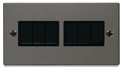Scolmore VPBN105BK - 6 Gang 2 Way 10AX Switch - Black Deco Scolmore - Sparks Warehouse