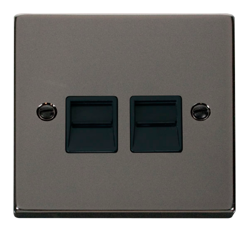 Scolmore VPBN121BK - Twin Telephone Socket Outlet Master - Black Deco Scolmore - Sparks Warehouse