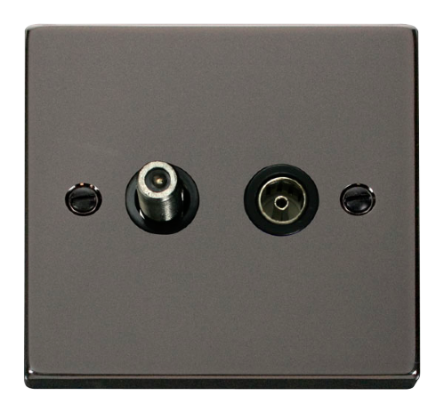 Scolmore VPBN157BK - 1 Gang Satellite + Isolated Coaxial Socket Outlet - Black Deco Scolmore - Sparks Warehouse