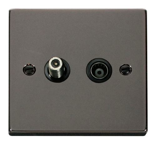 Scolmore VPBN170BK - 1 Gang Satellite + Coaxial Socket Outlet - Black Deco Scolmore - Sparks Warehouse
