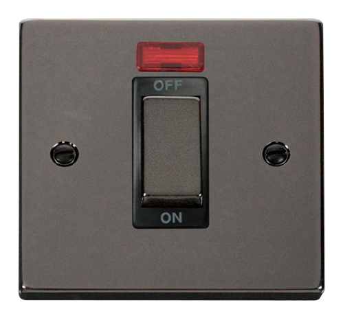 Scolmore VPBN501BK - Ingot 1 Gang 45A DP Switch With Neon - Black Deco Scolmore - Sparks Warehouse