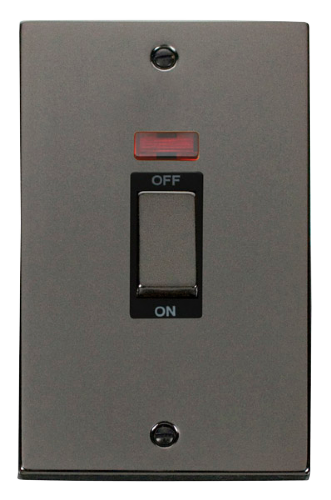 Scolmore VPBN503BK - Ingot 2 Gang 45A DP Switch With Neon - Black Deco Scolmore - Sparks Warehouse
