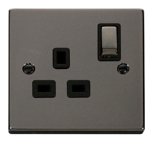 Scolmore VPBN535BK - 1 Gang 13A DP ‘Ingot’ Switched Socket Outlet - Black Deco Scolmore - Sparks Warehouse