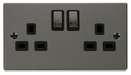Scolmore VPBN536BK - 2 Gang 13A DP ‘Ingot’ Switched Socket Outlet - Black Deco Scolmore - Sparks Warehouse